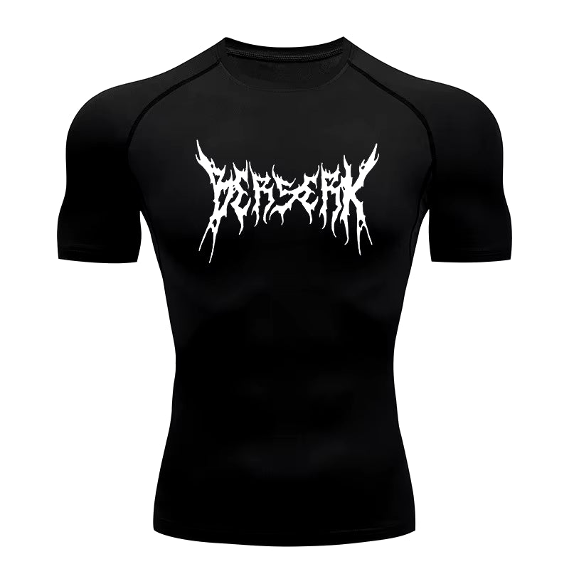 Gym Workout Rash Guard for Men Athletic Quick Dry Compression Shirts Berserk Print Tshirts Tees Tops Undershirts Baselayers