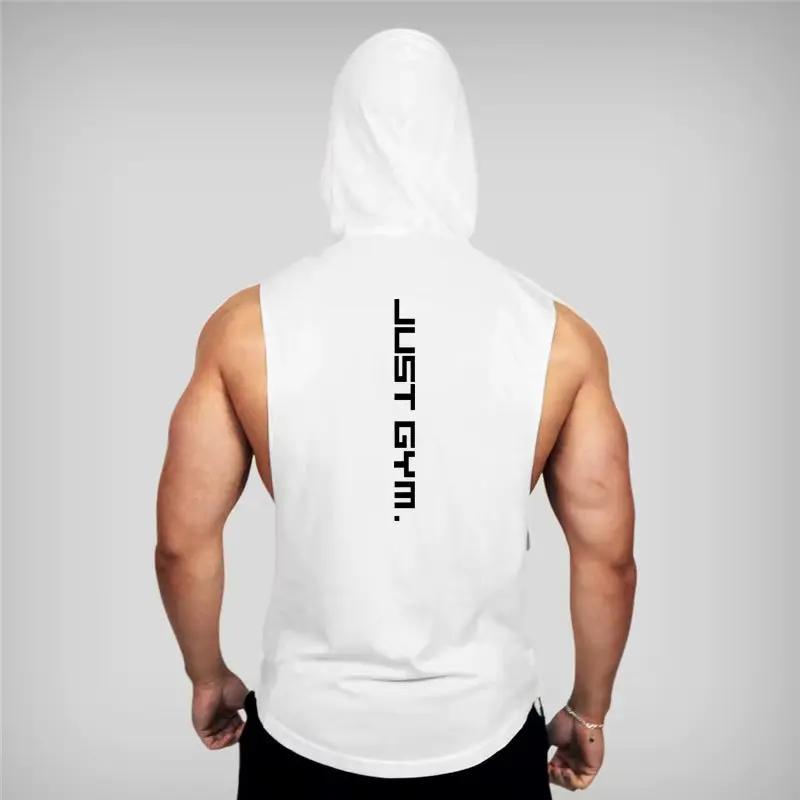 Gym Hooded Tank Top Men Fitness Clothing Cotton Bodybuilding Hoodie Vest Workout Singlets Sports Sleeveless Shirt