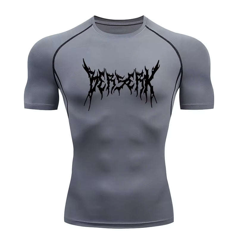 Gym Workout Rash Guard for Men Athletic Quick Dry Compression Shirts Berserk Print Tshirts Tees Tops Undershirts Baselayers
