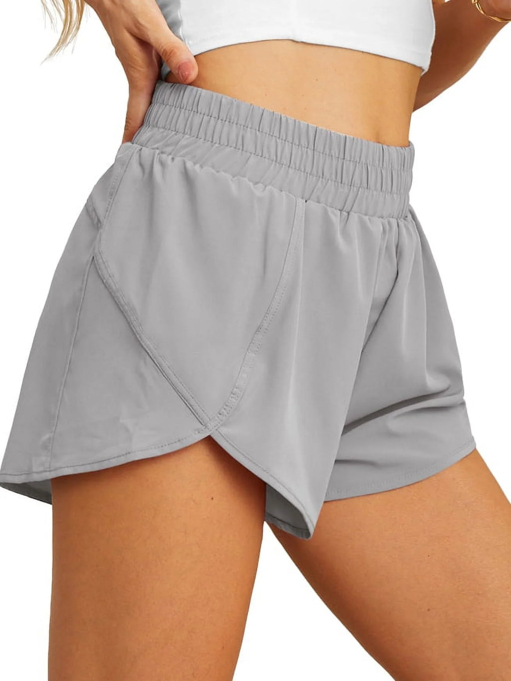 Women'S Running Shorts High Waisted Athletic Gym Workout Shorts with Liner Zipper Pockets