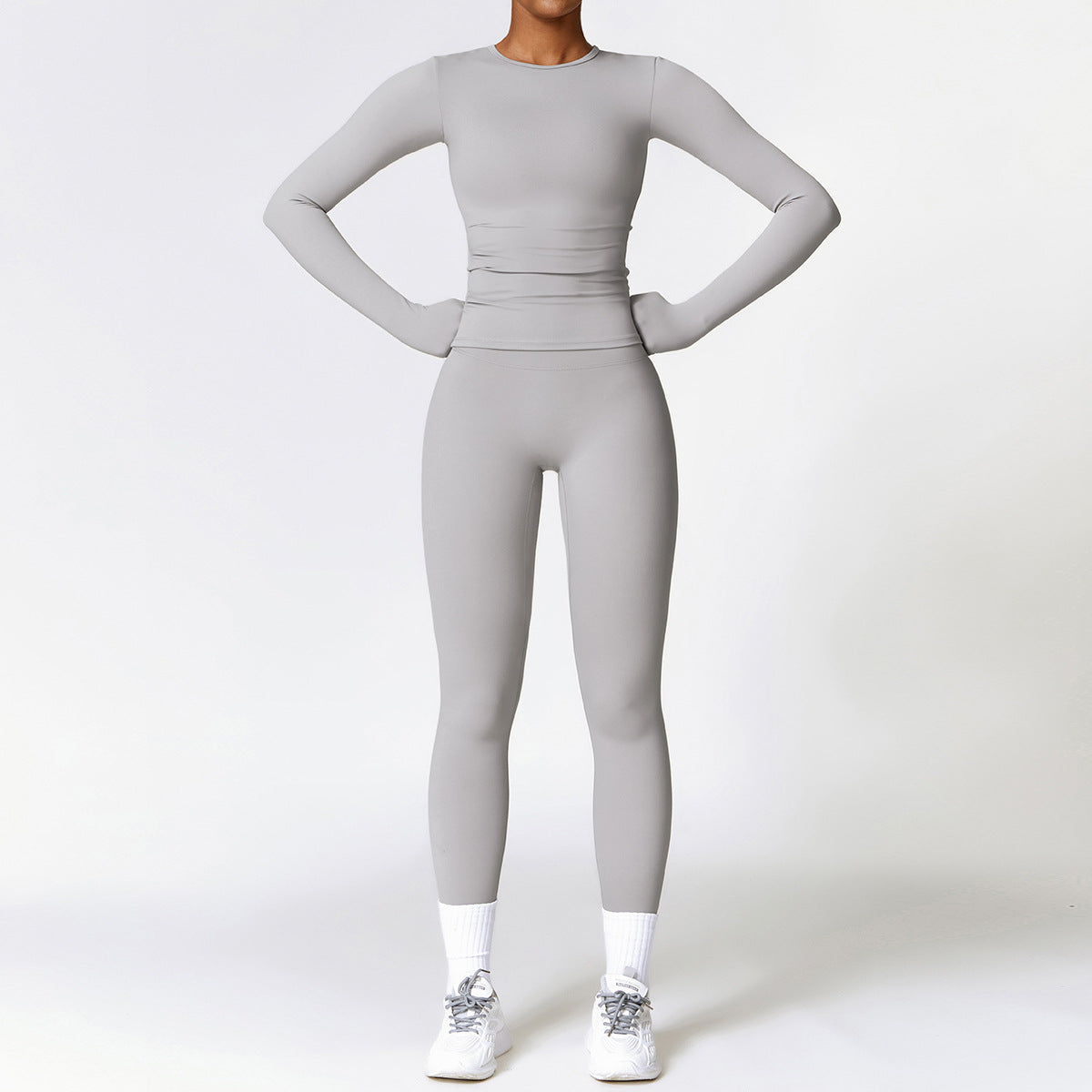 Tight-Fitting Brushed Yoga Suit Quick-Drying Fitness Clothes Fitness Long Sleeve Tracksuits Sports Suit Gym Top High Waist Leggings Women Sets Yoga Set
