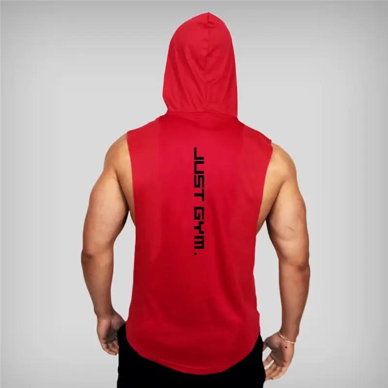 Gym Hooded Tank Top Men Fitness Clothing Cotton Bodybuilding Hoodie Vest Workout Singlets Sports Sleeveless Shirt