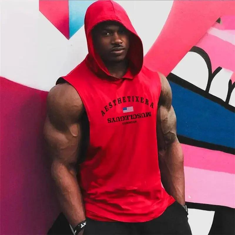 Brand Bodybuilding Stringers Sleeveless Vest Hoodie Gyms Tank Tops for Men Singlets Shirt Cotton Fitness Clothing