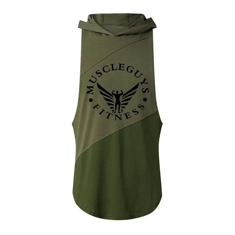 Muscle Guys Brand Bodybuilding Stringer Tank Tops Hoodies Tanktops Fitness Men Gym Clothing Sleeveless Shirts with Hoodie