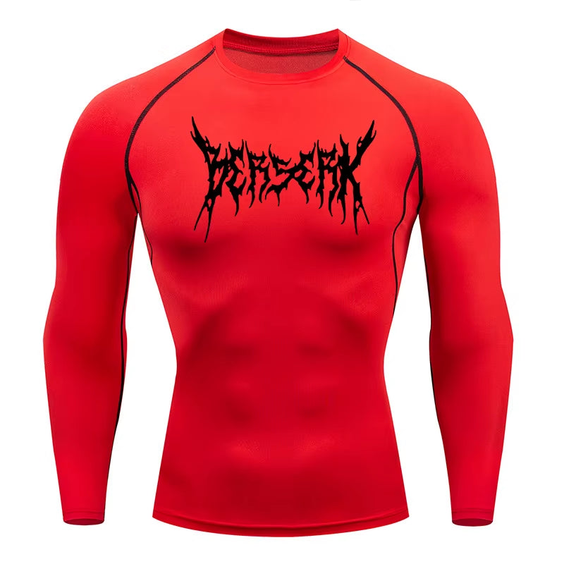 Gym Workout Rash Guard for Men Athletic Quick Dry Compression Shirts Berserk Print Tshirts Tees Tops Undershirts Baselayers