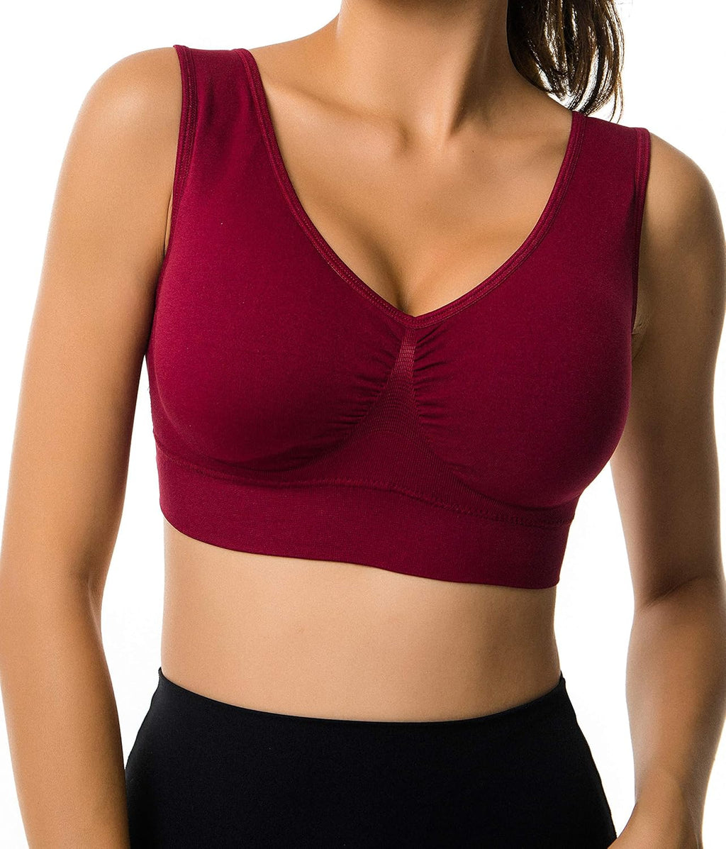 Women'S Seamless Bras for Yoga Fitness Running Workout Low Impact Sports Bras with Removable Pads