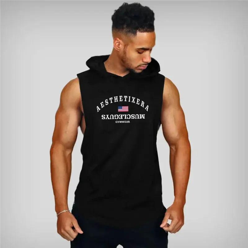 Brand Bodybuilding Stringers Sleeveless Vest Hoodie Gyms Tank Tops for Men Singlets Shirt Cotton Fitness Clothing