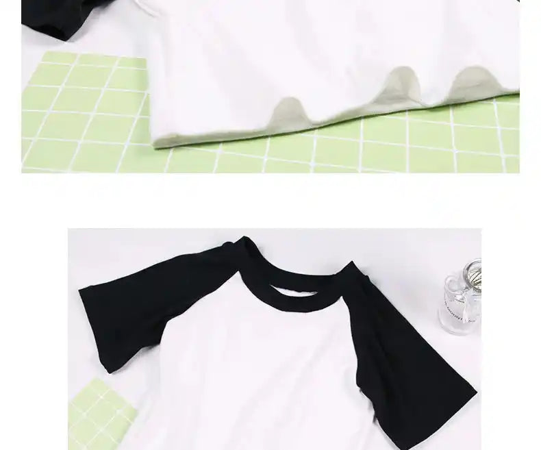 Dicloud Splice Casual Tees Ladies Simple O Neck Short Sleeve Short Tops Women Colibri