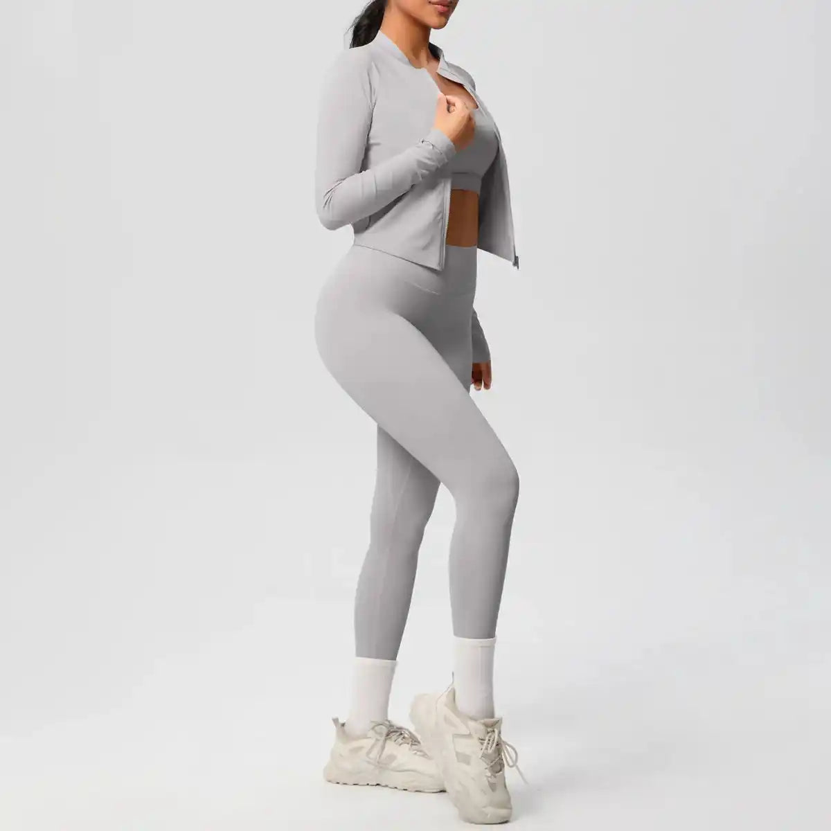 3pcs Sportswear Yoga Set Gym Sports Bra Zipper Jacket Leggings Clothes Colibri