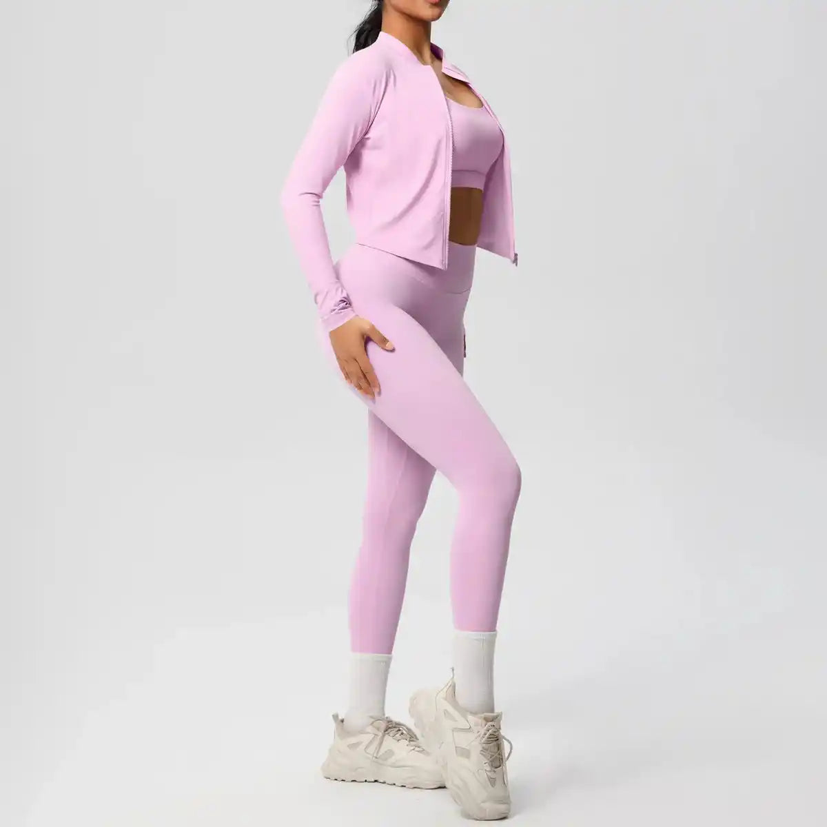 3pcs Sportswear Yoga Set Gym Sports Bra Zipper Jacket Leggings Clothes Colibri