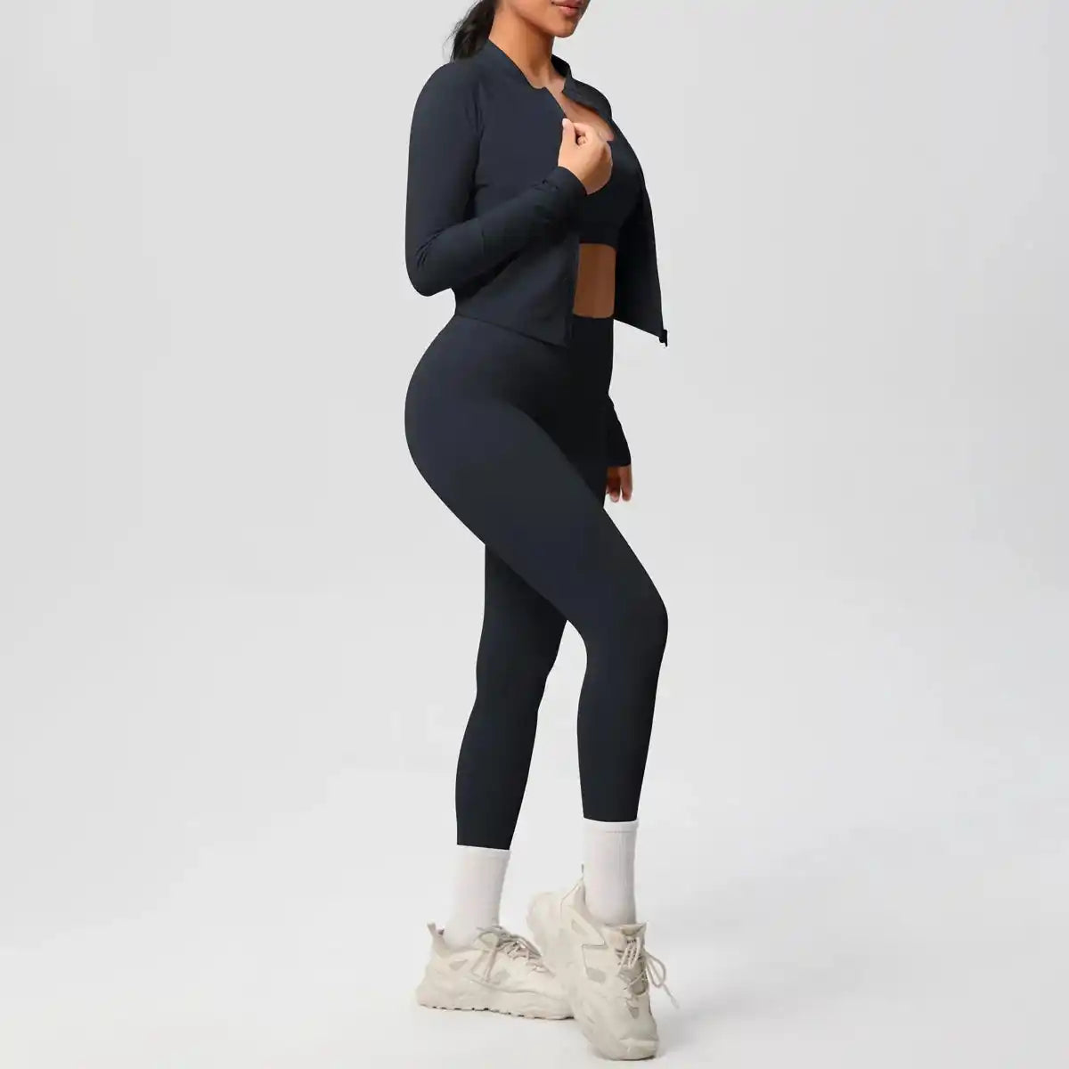 3pcs Sportswear Yoga Set Gym Sports Bra Zipper Jacket Leggings Clothes Colibri