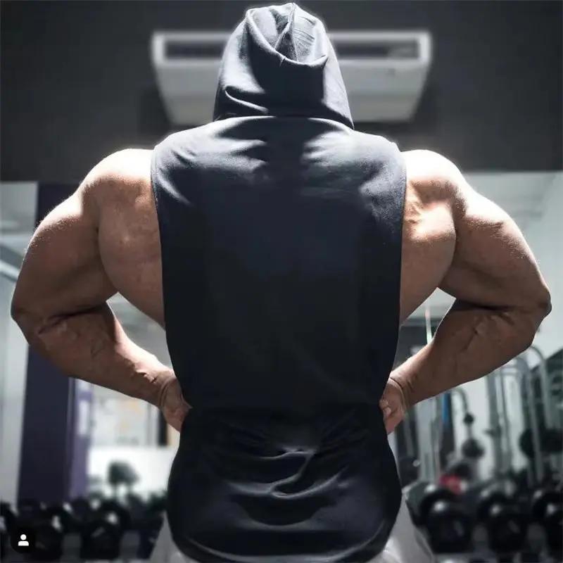 Brand Bodybuilding Stringers Sleeveless Vest Hoodie Gyms Tank Tops for Men Singlets Shirt Cotton Fitness Clothing