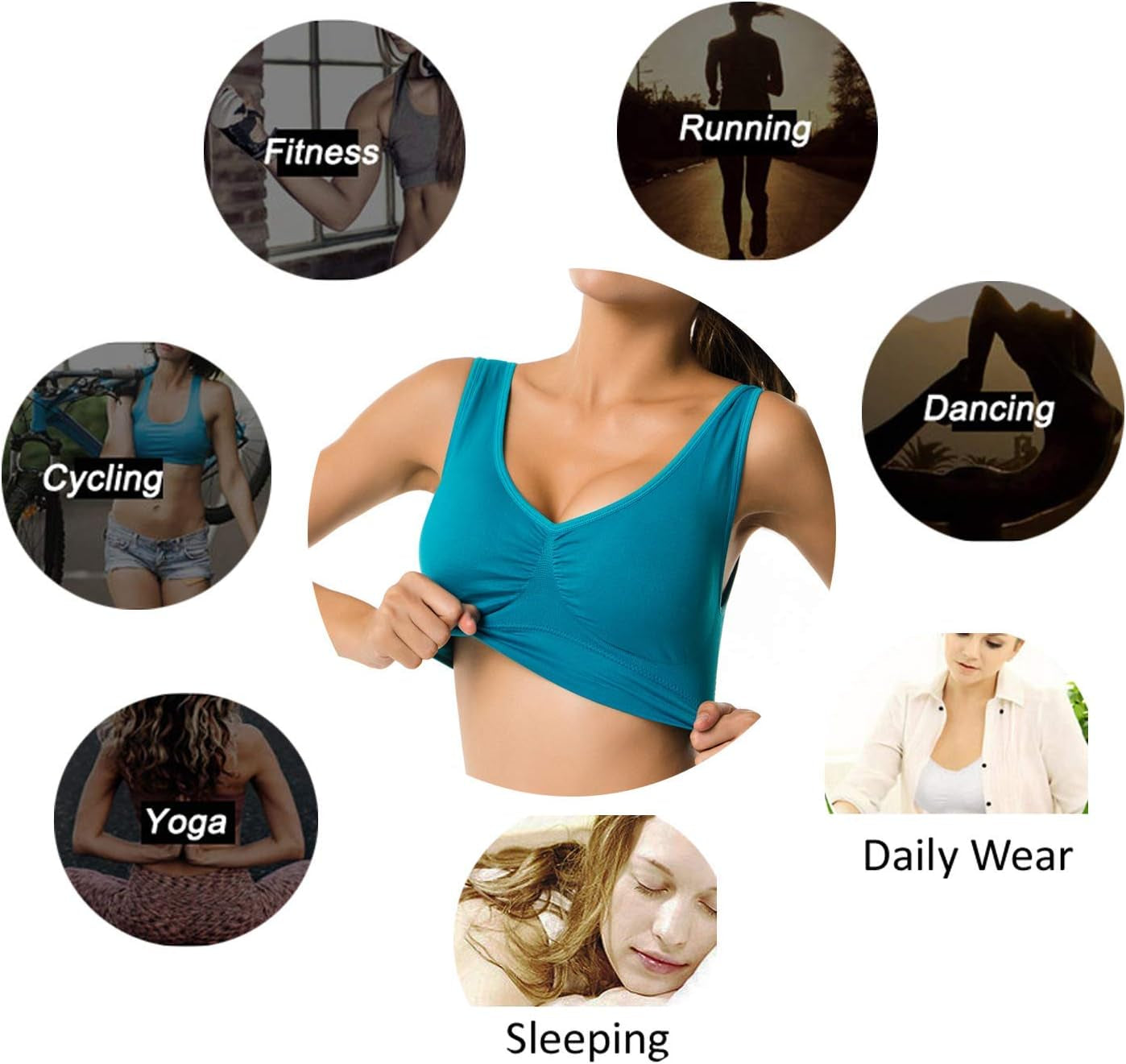 Women'S Seamless Bras for Yoga Fitness Running Workout Low Impact Sports Bras with Removable Pads