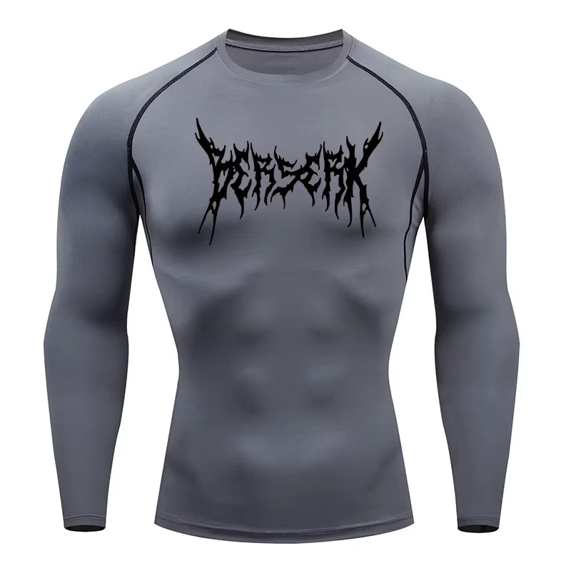 Gym Workout Rash Guard for Men Athletic Quick Dry Compression Shirts Berserk Print Tshirts Tees Tops Undershirts Baselayers