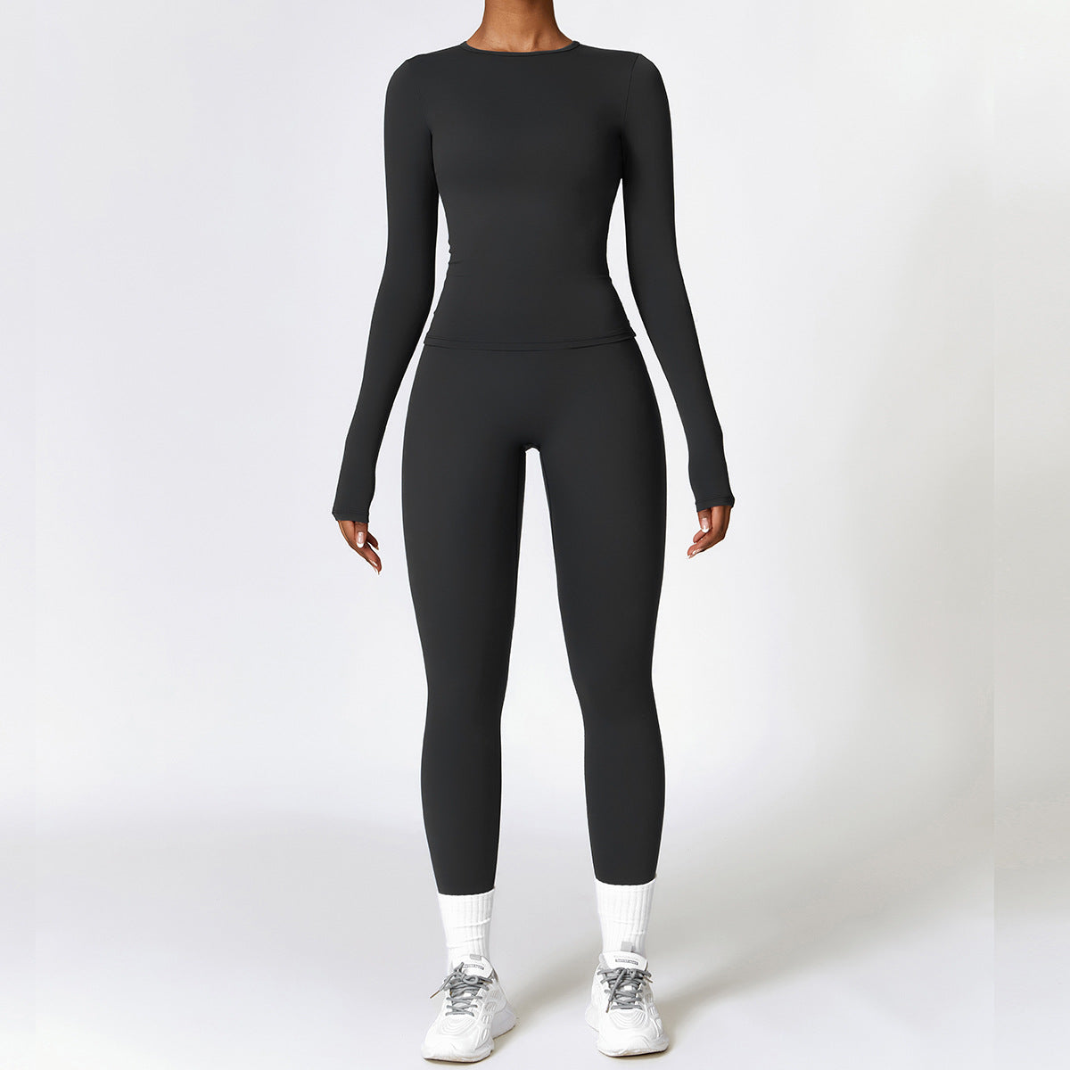 Tight-Fitting Brushed Yoga Suit Quick-Drying Fitness Clothes Fitness Long Sleeve Tracksuits Sports Suit Gym Top High Waist Leggings Women Sets Yoga Set