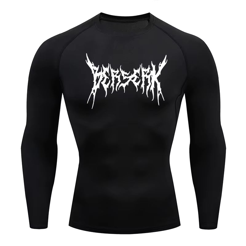 Gym Workout Rash Guard for Men Athletic Quick Dry Compression Shirts Berserk Print Tshirts Tees Tops Undershirts Baselayers