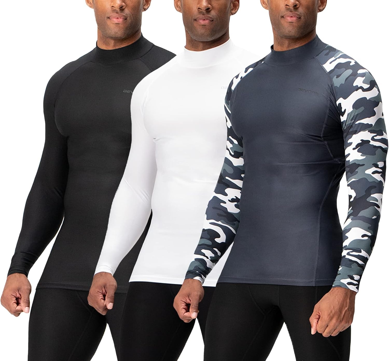 3 Pack Men'S Athletic Turtle Neck Long Sleeve Compression Shirts