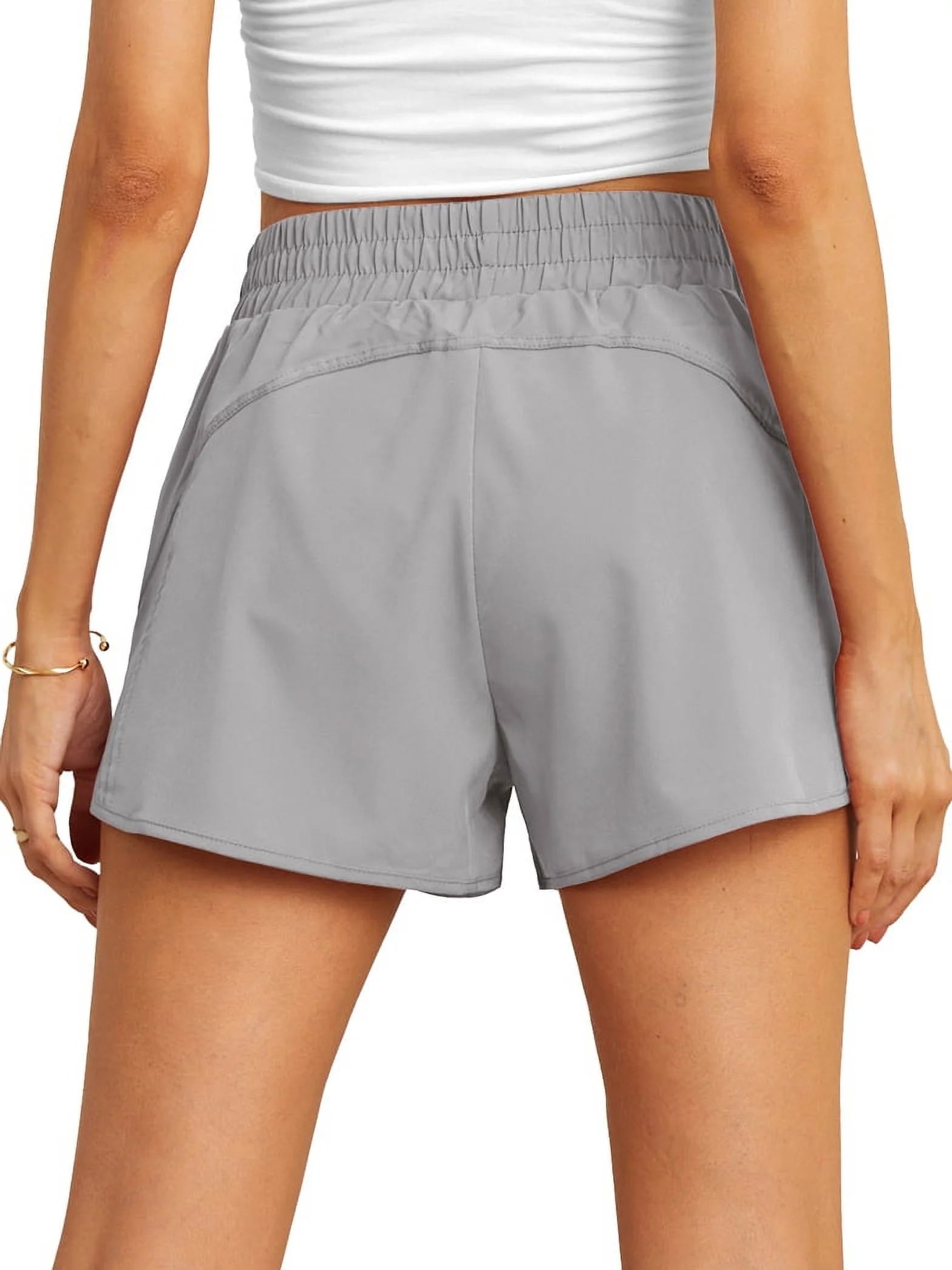 Women'S Running Shorts High Waisted Athletic Gym Workout Shorts with Liner Zipper Pockets