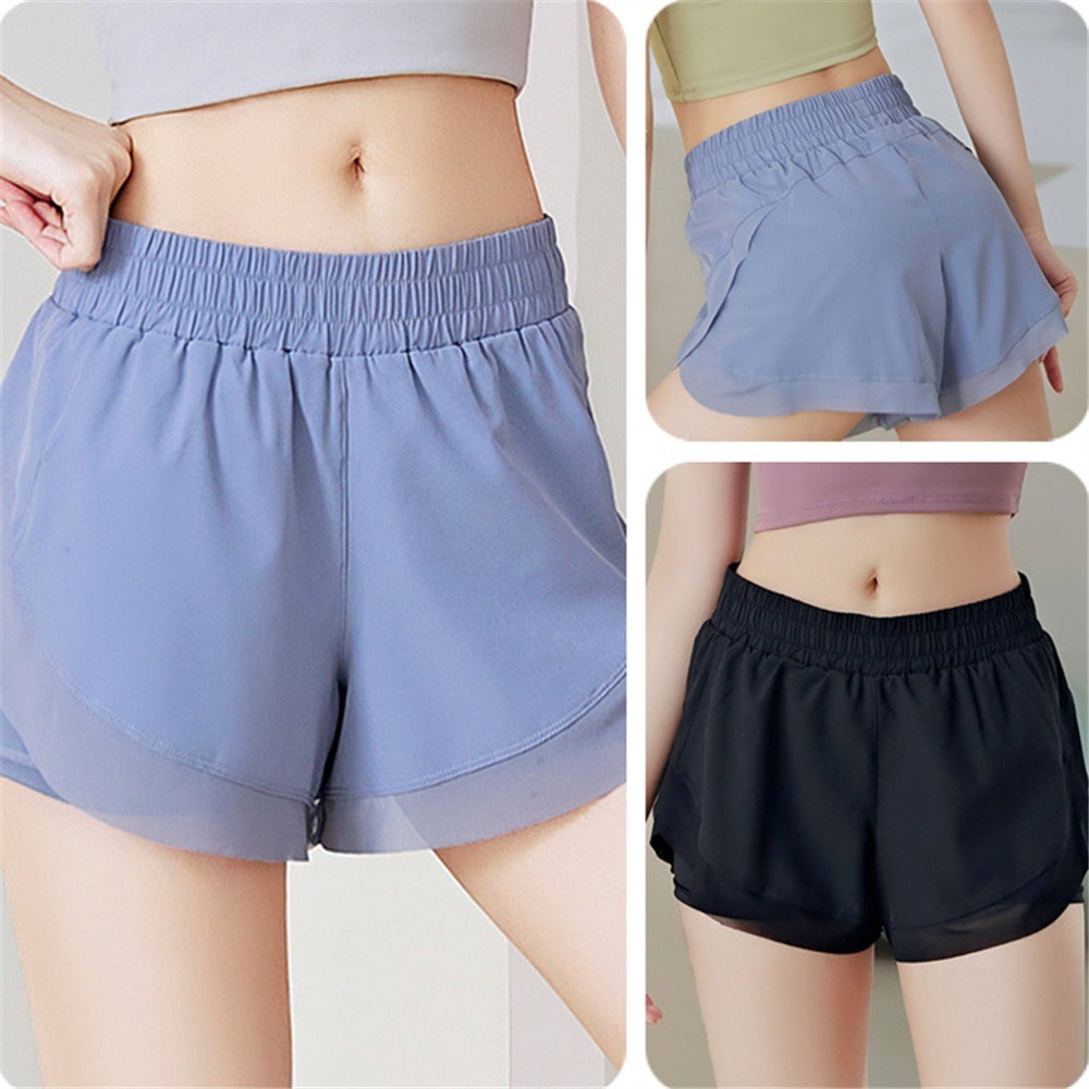 Women'S Quick-Dry Running Shorts Workout Sport Layer Active Shorts with Pockets
