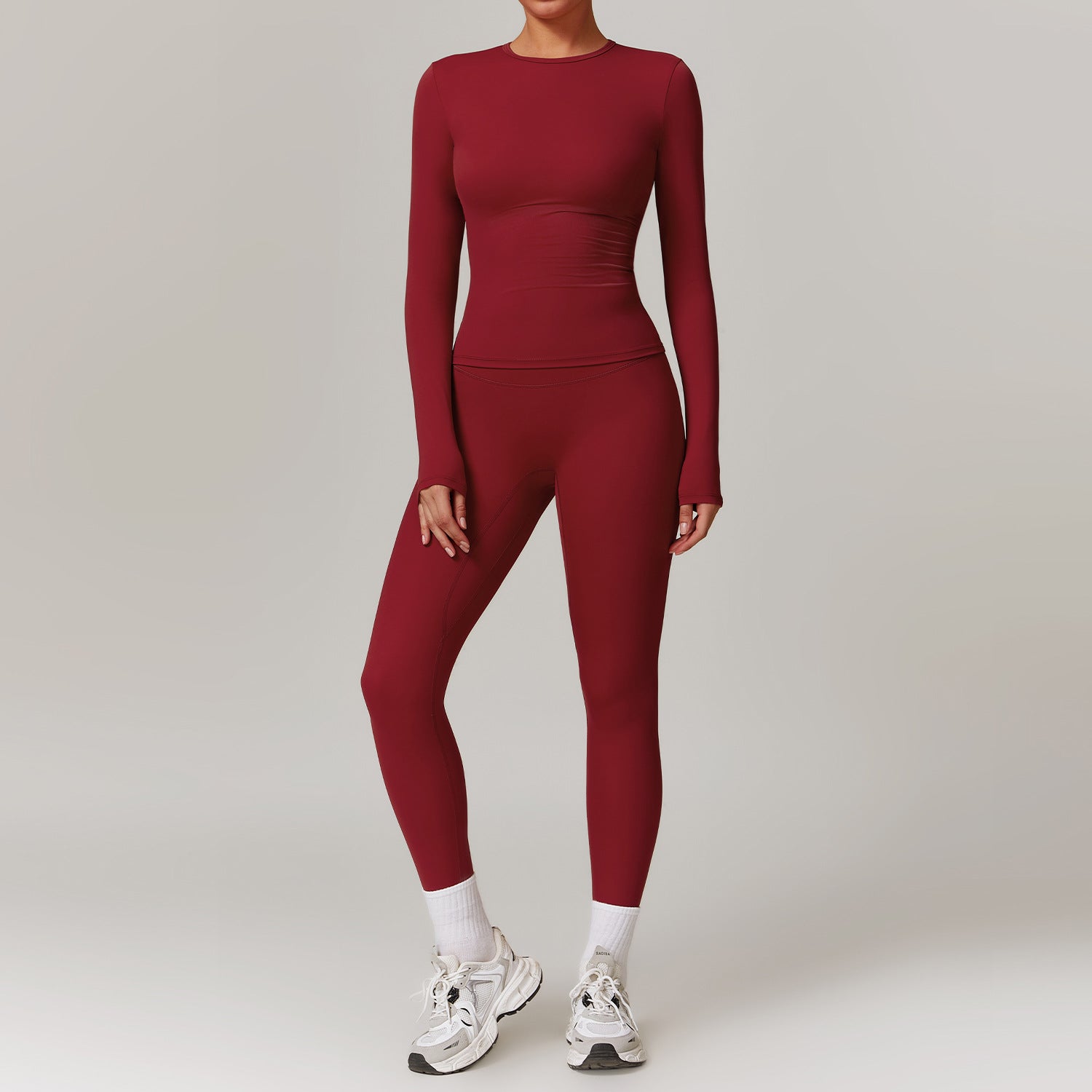 Tight-Fitting Brushed Yoga Suit Quick-Drying Fitness Clothes Fitness Long Sleeve Tracksuits Sports Suit Gym Top High Waist Leggings Women Sets Yoga Set