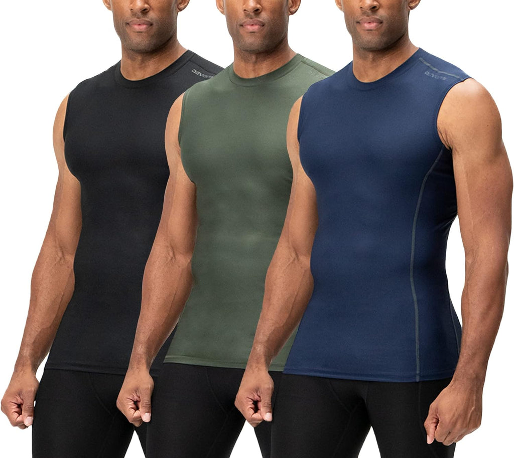 3 Pack Men'S Athletic Compression Shirts Sleeveless